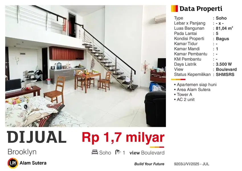 Dijual Apartemen SOHO SHM Dekat Living World Mall Alam Sutera