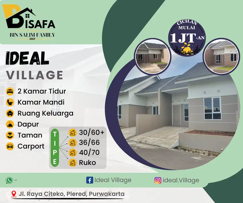 Rumah dijual di purwakarta daerah Plered dekat Cirata DP 0% Murah