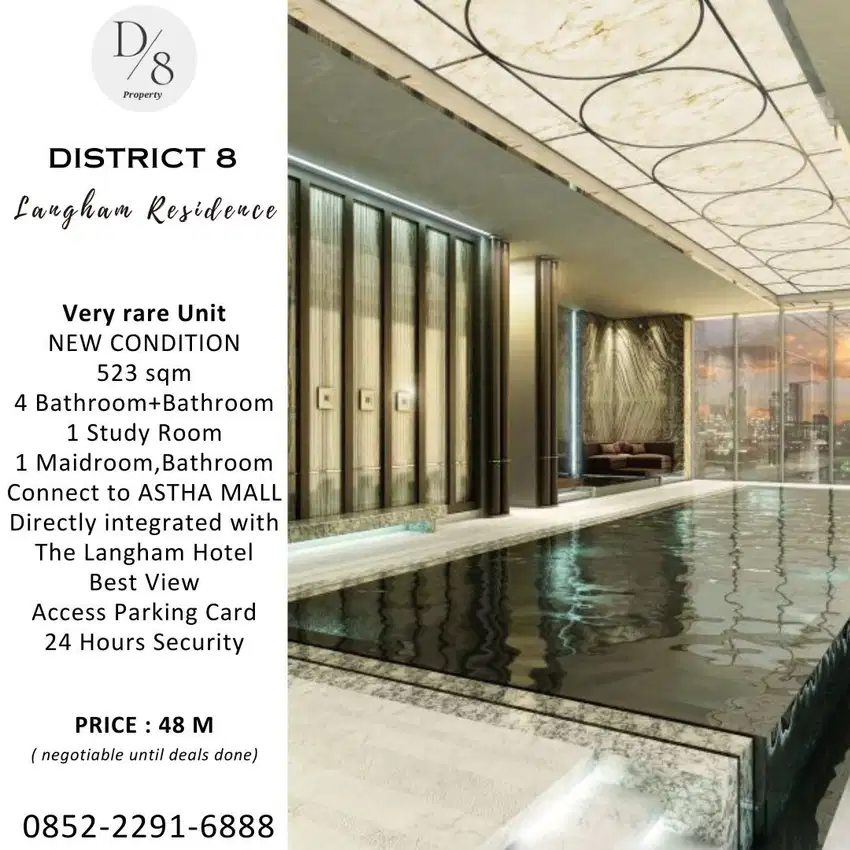 Jual LANGHAM APARTMENT, Sudirman, Unit Langka 48M, Serious Buyer