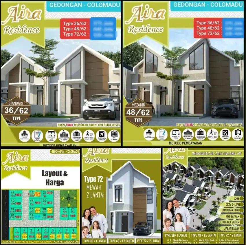 JUAL RUMAH BARU 395 JUTA CLUSTER TYPE 36/62 GEDONGAN COLOMADU