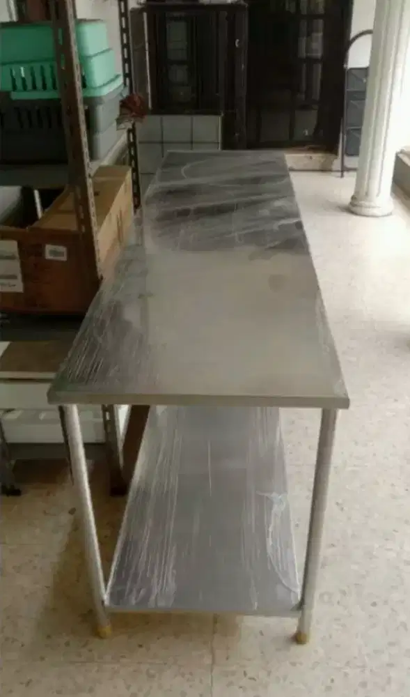Meja stainless steel 2 tier