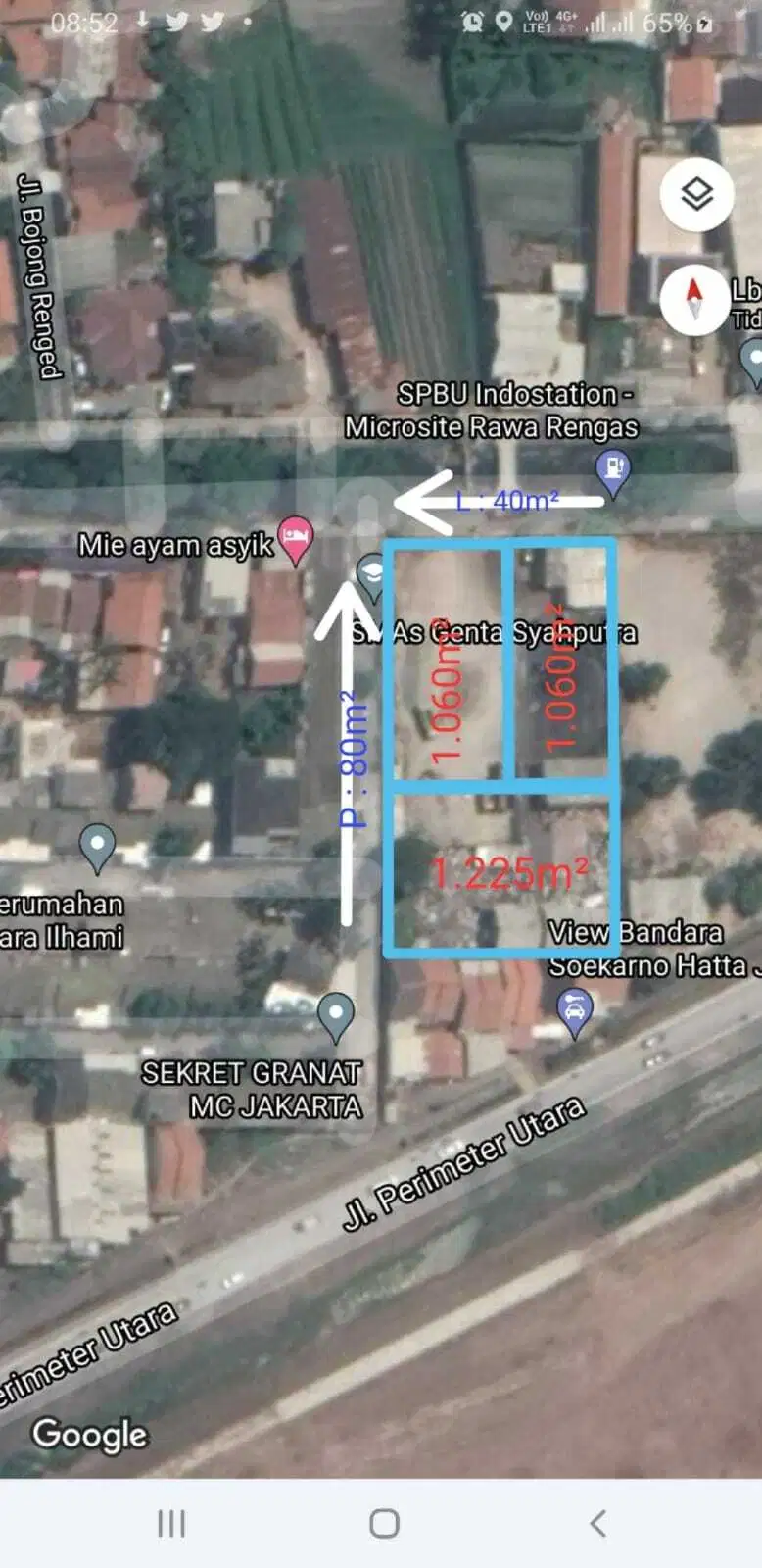 Dijual tanah di bojong renged dekat bandara soetta 3,5 jt/ m nego