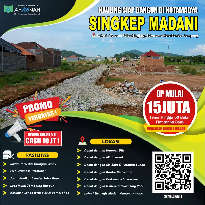 TANAH KAVLING KREDIT BANDAR LAMPUNG DKT KAMPUS UIN DAN ITERA