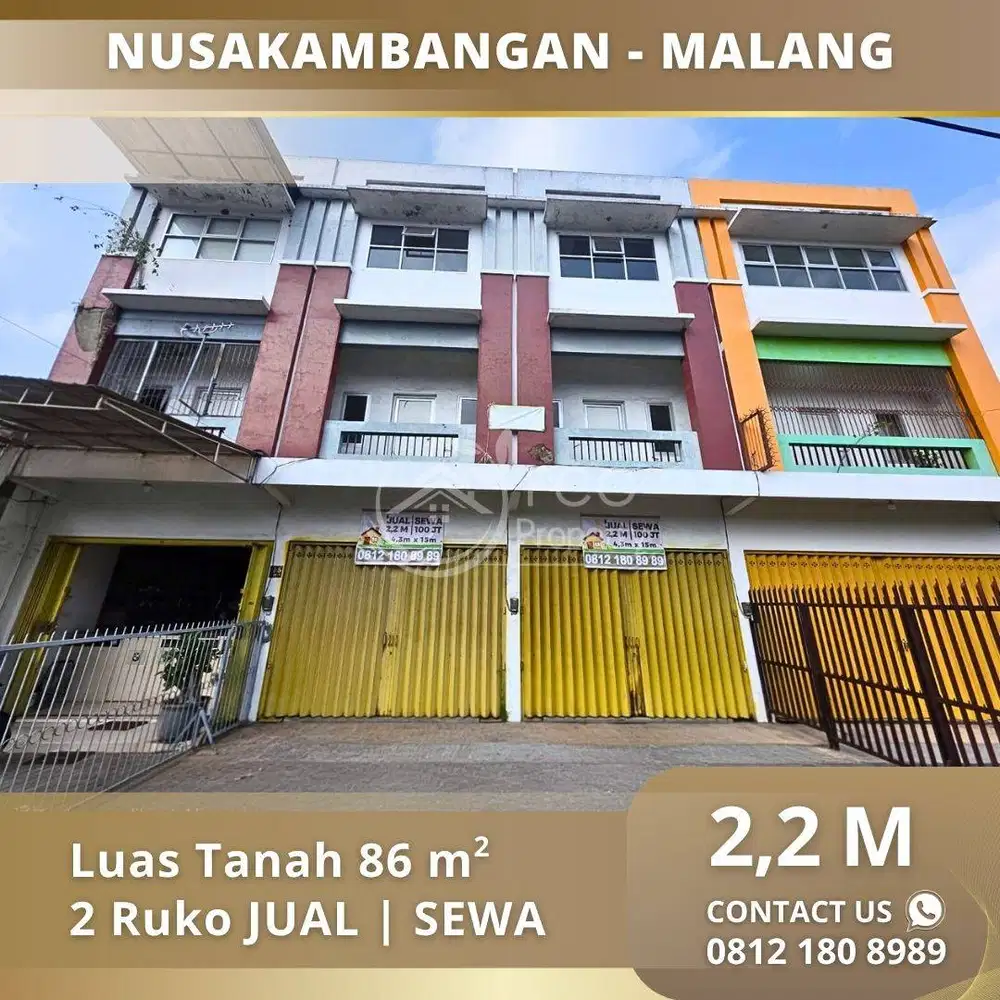 Dua Ruko Lokasi Jalan Nusakambangan Area Jagalan Pecinan Kota Malang