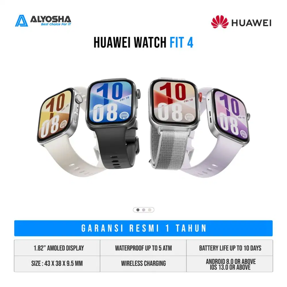 HUAWEI SMARTWATCH WATCH FIT 4 ALL COLOR FREE STRAP