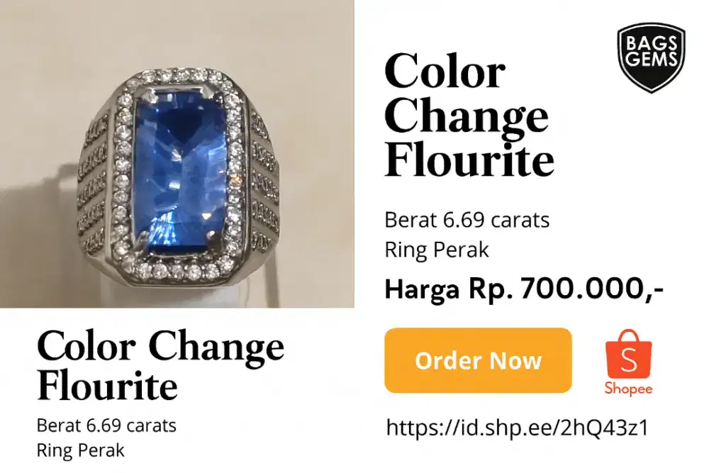 Natural Color Change Flourite Ring Perak