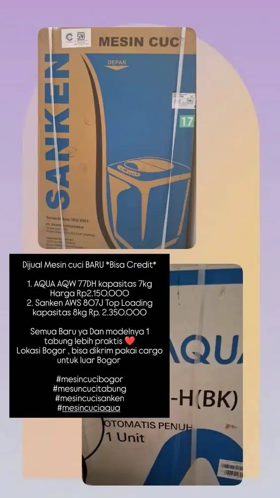 Mesin Cuci baru Aqua AQW 77D H BK