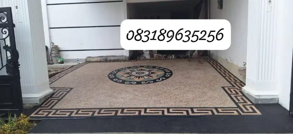 lantai batu sikat bermotif