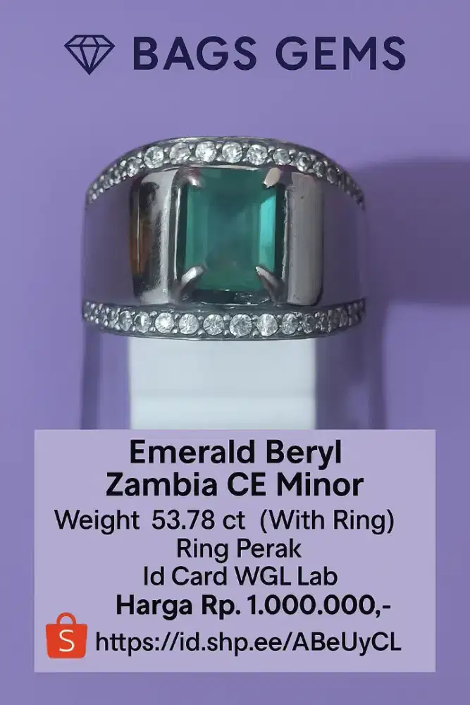 Emerald Beryl Zambia Ring Perak