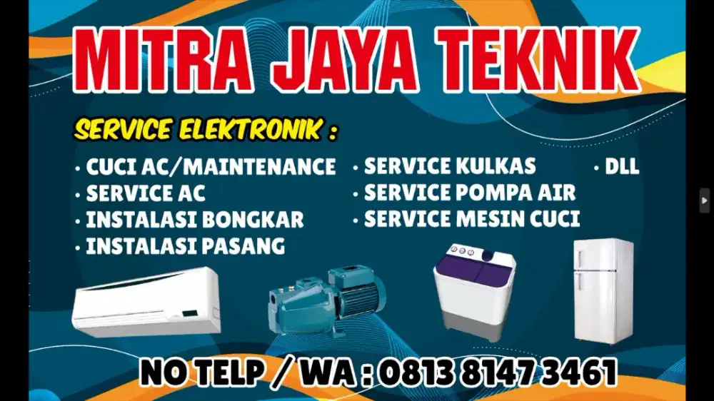 Service ac, servis ac, pasang ac isi freon kulkas mesin cuci pompa Air