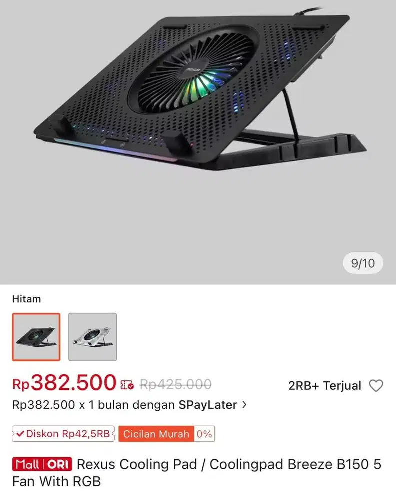 Rexus Cooling Pad / Coolingpad Breeze B150 5 Fan With RGB