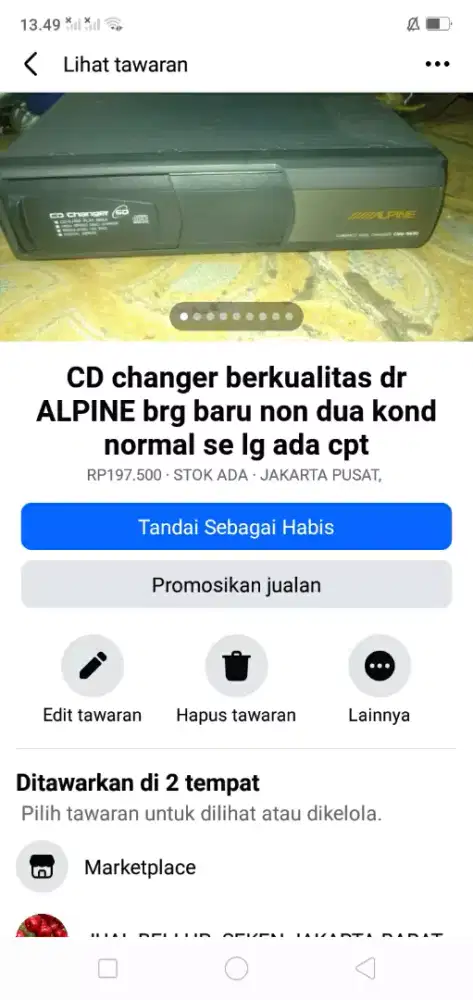 Audio mobil CD changer brg baru non dua merk allpine msh segel cpt dpt