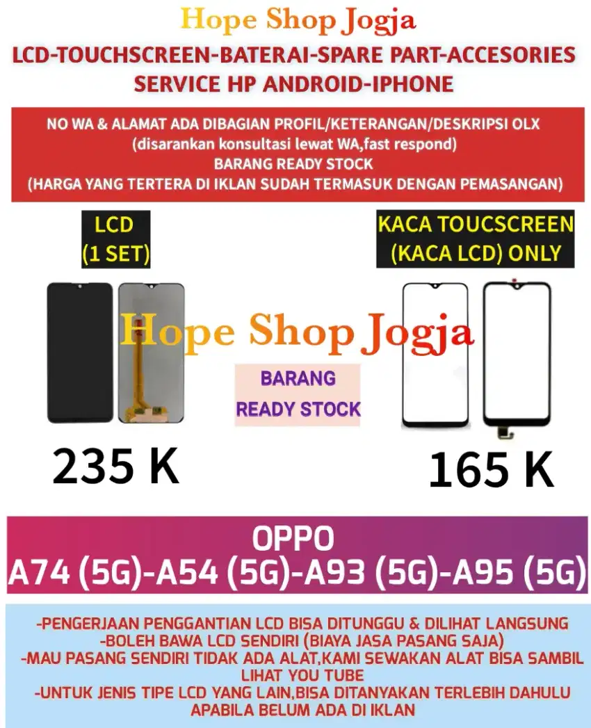 Touchscreen-Baterai/LCD OPPO A74 (5G)-A54 (5G)-A93 (5G)-A95 (5G)
