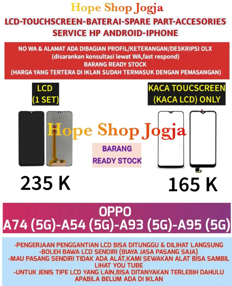 Touchscreen-Baterai-LCD OPPO
A74 (5G)-A54 (5G)-A93 (5G)-A95 (5G)