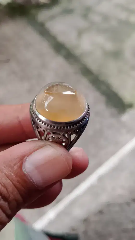 Batu combong natural asli ring titanium 7/8