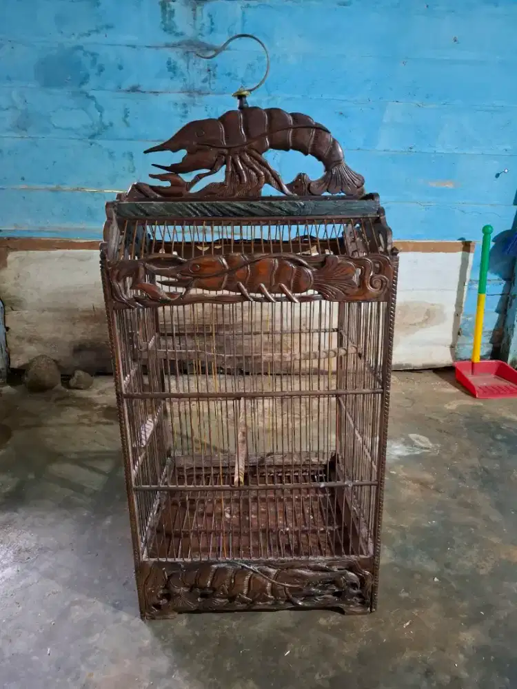 Sangkar Burung Ukir Kayu Jati (Like New)
