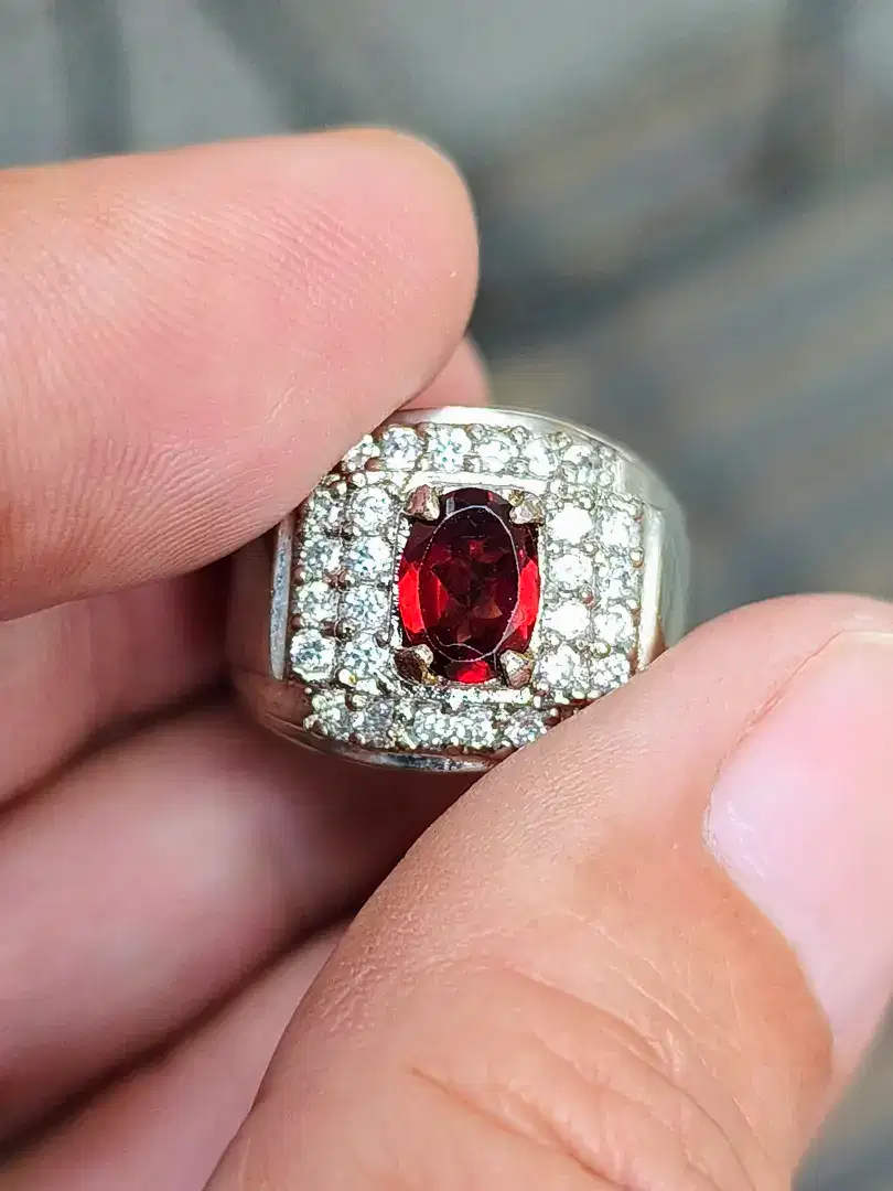 Batu Garnet Malaya 1.21 carat ring alpaka memo CGL