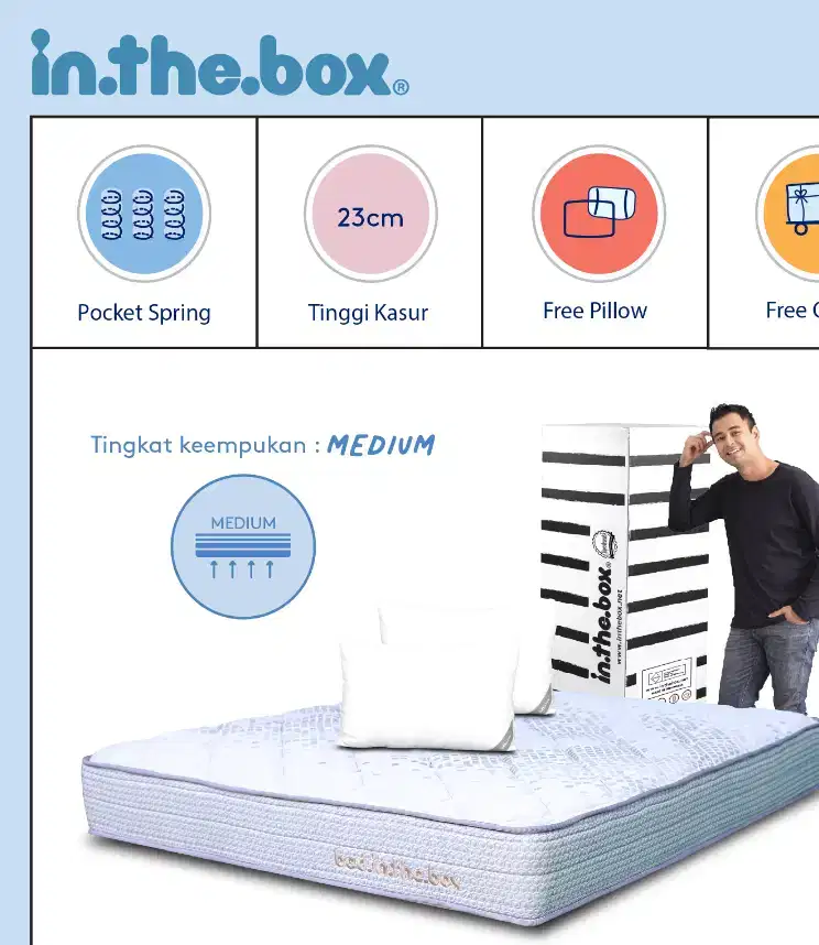 Kasur Spring Bed INTHEBOX Ukuran 120x200 (Full) - FREE 2 Sprei