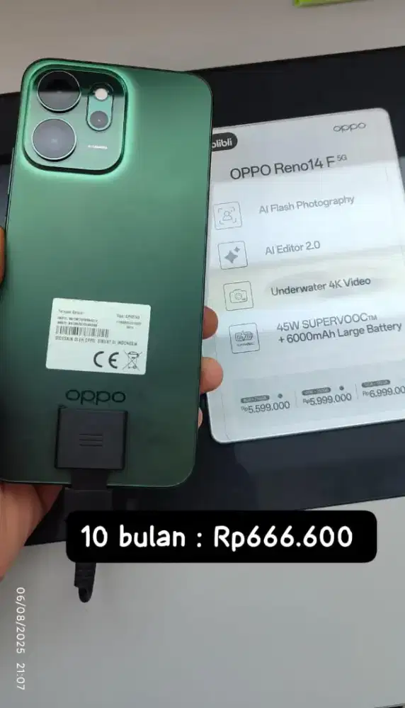 OPPO RENO 14 F KREDIT BUNGA 0% FREE DP