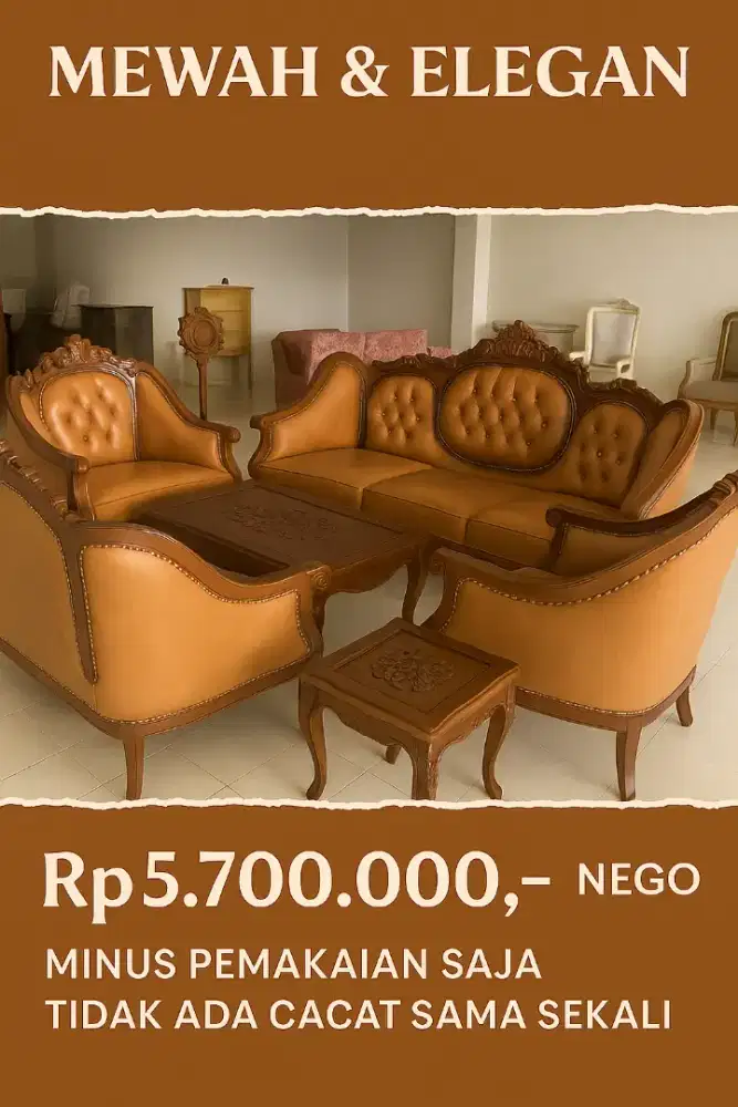 Sofa Kayu Semi Jati Berkualitas – 1 Set Lengkap