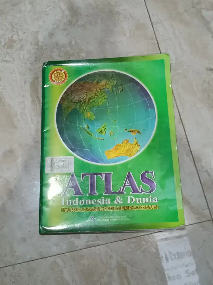 Original Atlas Hijau Besar Indonesia Dunia SD SMP MI MTs Preloved