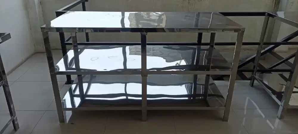 MEJA  STAINLESS STELL PANJANG 150 CM