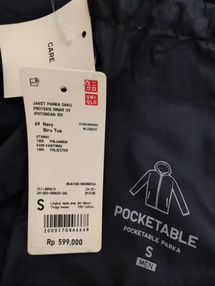 Jaket Parka Saku Uniqlo Proteksi Sinar UV