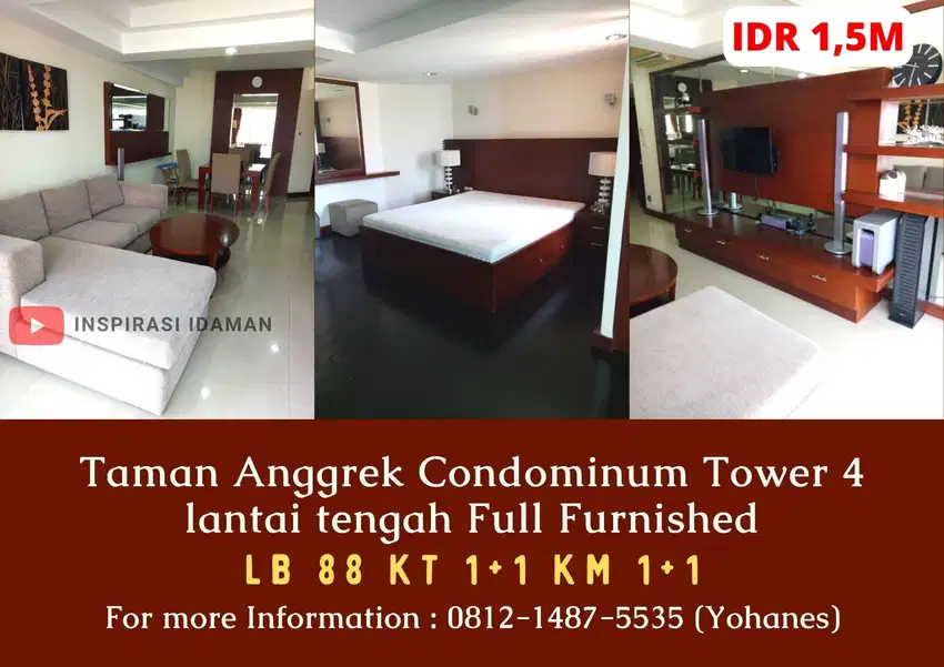 Taman Anggrek Condominium Tower 4 lantai tengah Full Furnished
