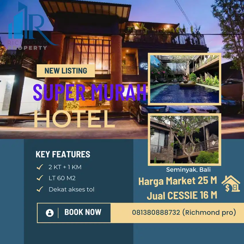 Lelang Cessie Hotel di Seminyak sudah beroperasi ROI Tinggi !