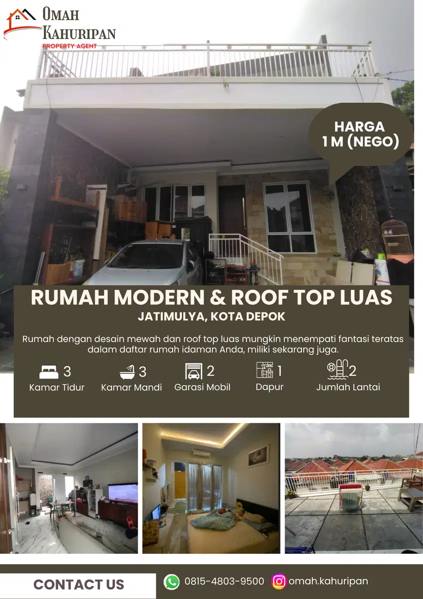 Rumah 2 Lantai Roof Top Luas