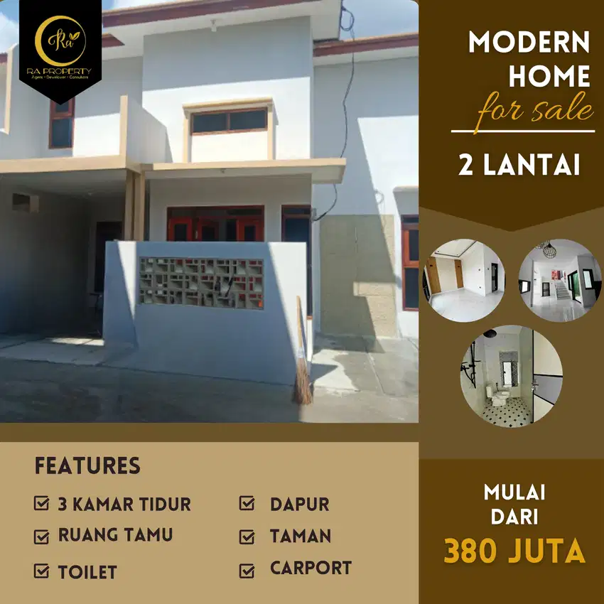 Rumah modern 2 lantai 3 kamar akses strategis dekat jalan utama