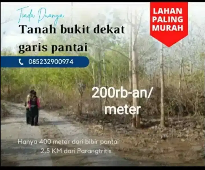 Tanah pategalan murah di bukit sebelah tenggara pantai Parangtritis