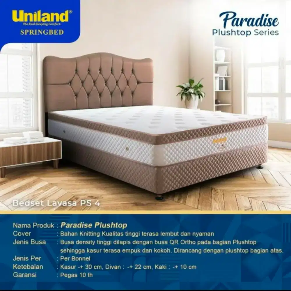 Spring Bed 160x200 Fullset Uniland Paradise Plushtop Bedset