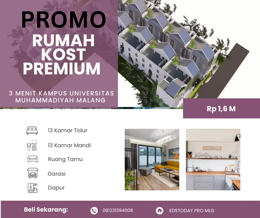 Kost Siap Bangun Depan Kampus Universitas Muhammadiyah Malang