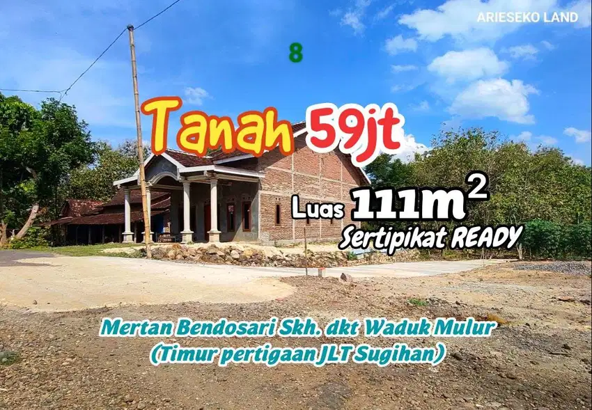 TANAH MURAH SUKOHARJO LUAS 111 METER HSANYA 59 JUTA