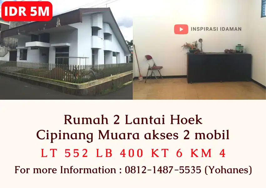 Rumah Hoek Cipinang Muara akses 2 mobil