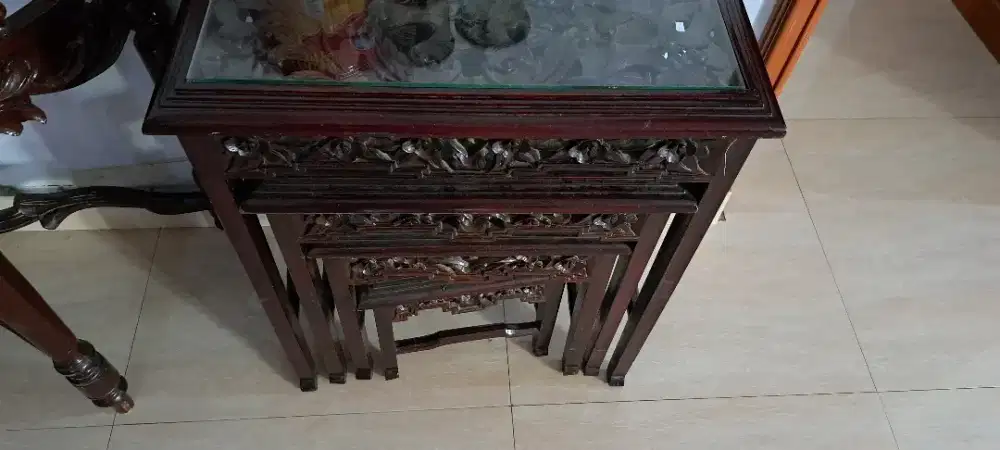 Meja Persegi kayu jati 4 tingkat
