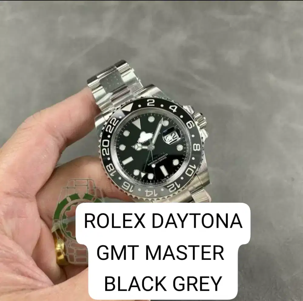 Jam Rolex GMT Master Black Grey Bruce Wayne Strap Oyster Bracelet