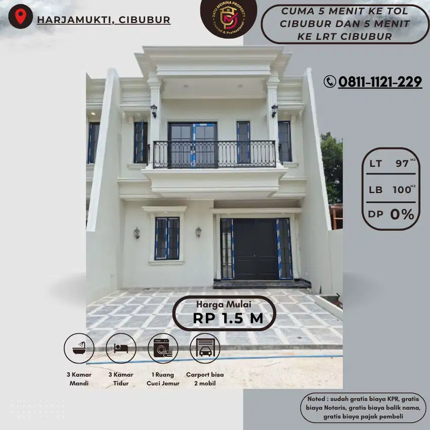 Rumah baru Mewah siaphuni cuma 5 menit ke LRT Cibubur Promo DP 0
