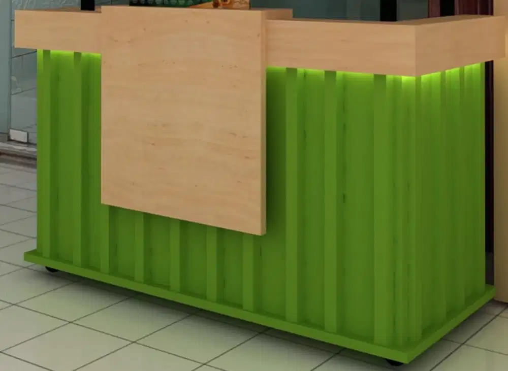 Meja booth atau gerobak booth