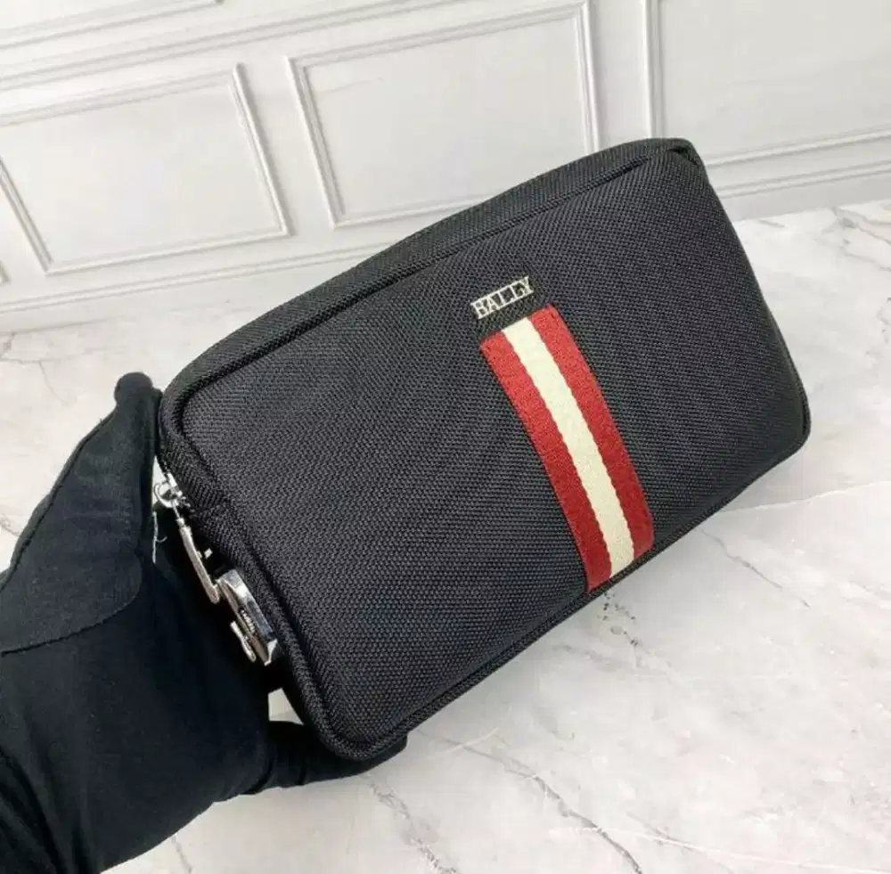 Handbag Pouch Clutch pria bally black lock canvas