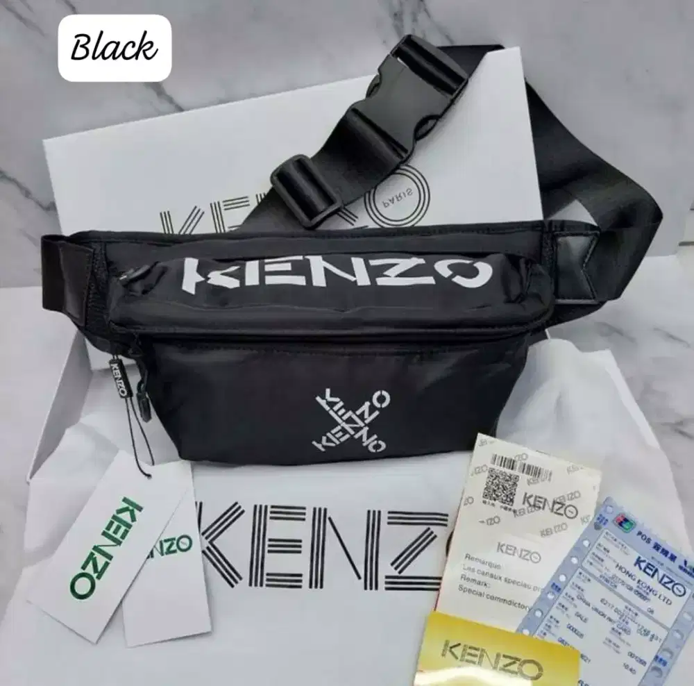 Tas Kenzo Waistbag Black Fullset Box Dustbag