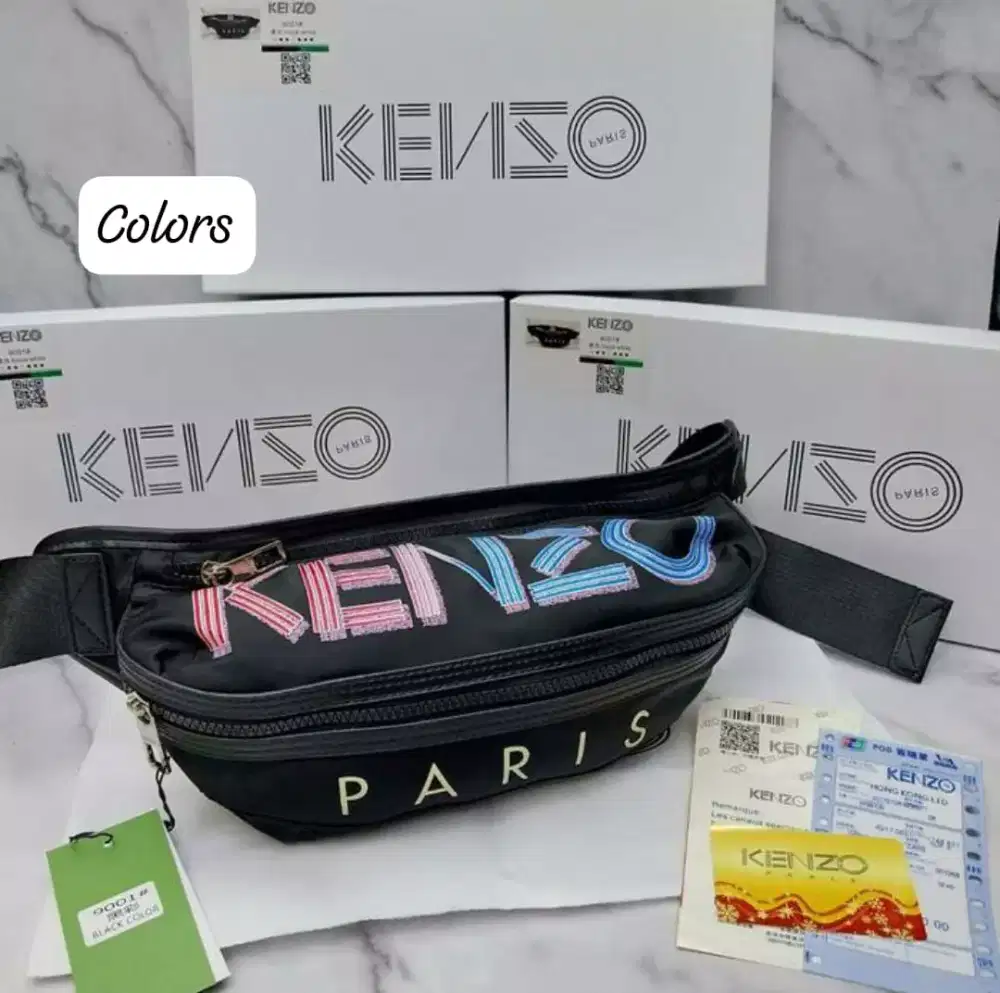 Tas Kenzo Waistbag Black Colors Fullset Box Dustbag