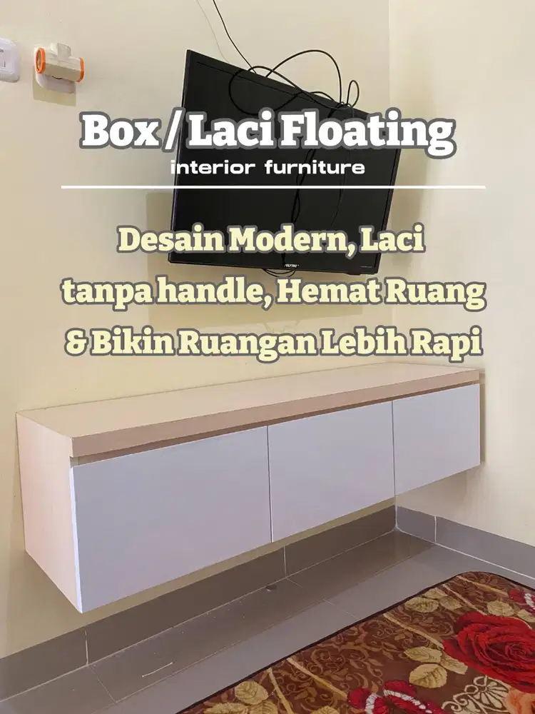 MEJA GANTUNG TANPA HANDLE/MEJA FLOATING CUSTOM/BOX LACI GANTUNG