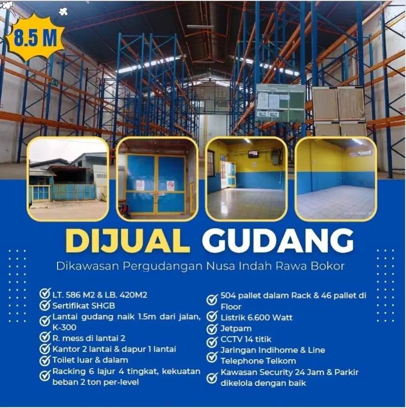 Di jual gudang kawasan nusa indah