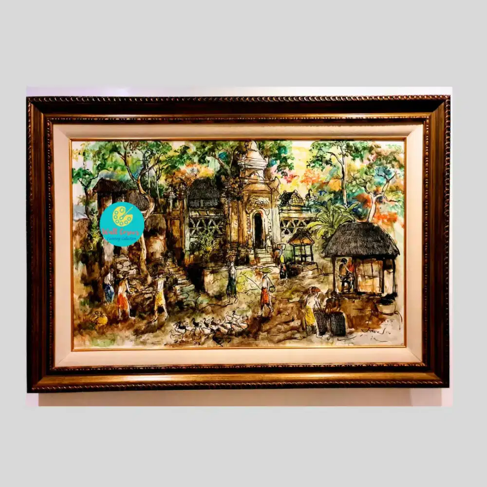 Lukisan Arok Angon Bebek Hand Painting Lukisan Pedesaan Bali