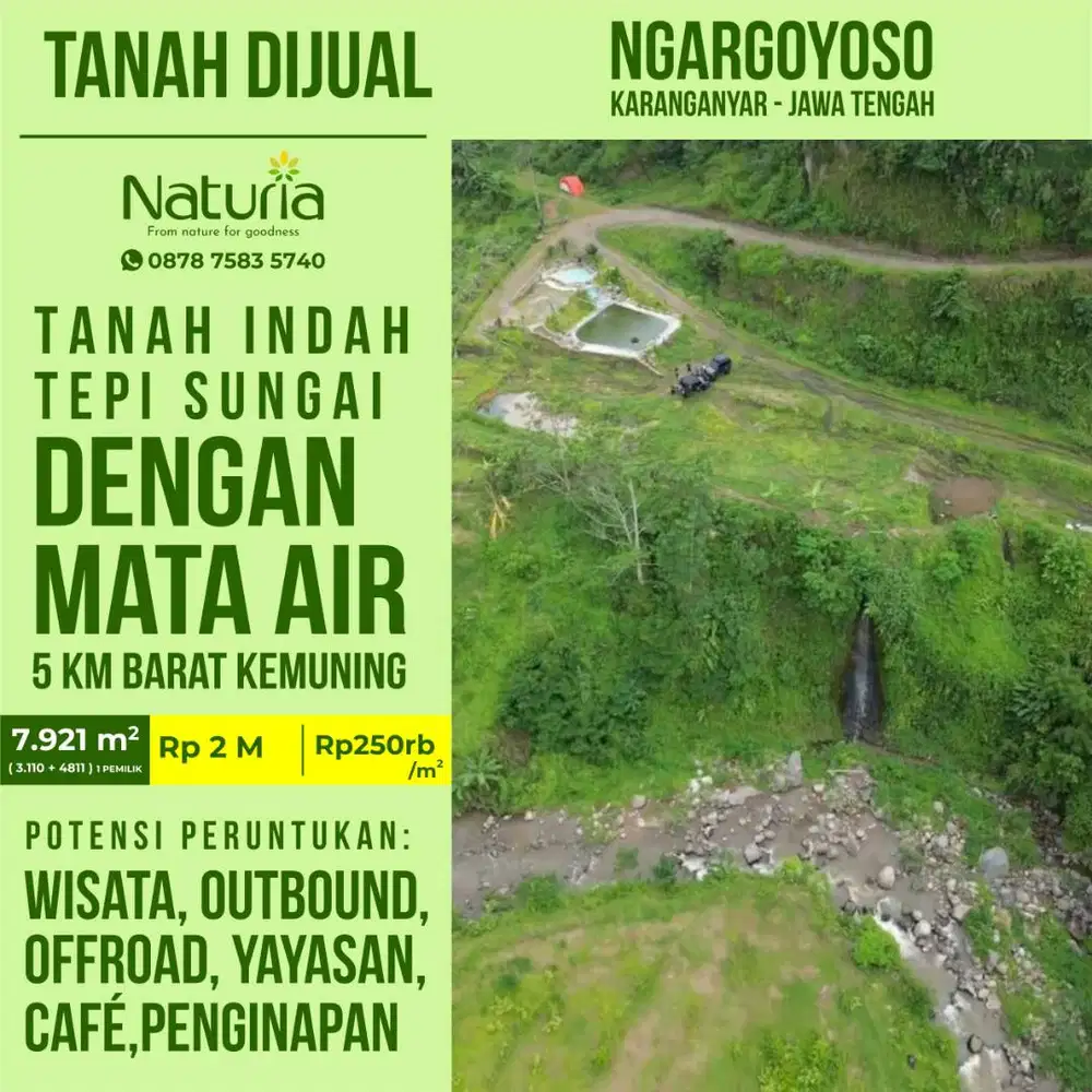 tanah dekat kemuning dengan mata air ngargoyoso karanganyar