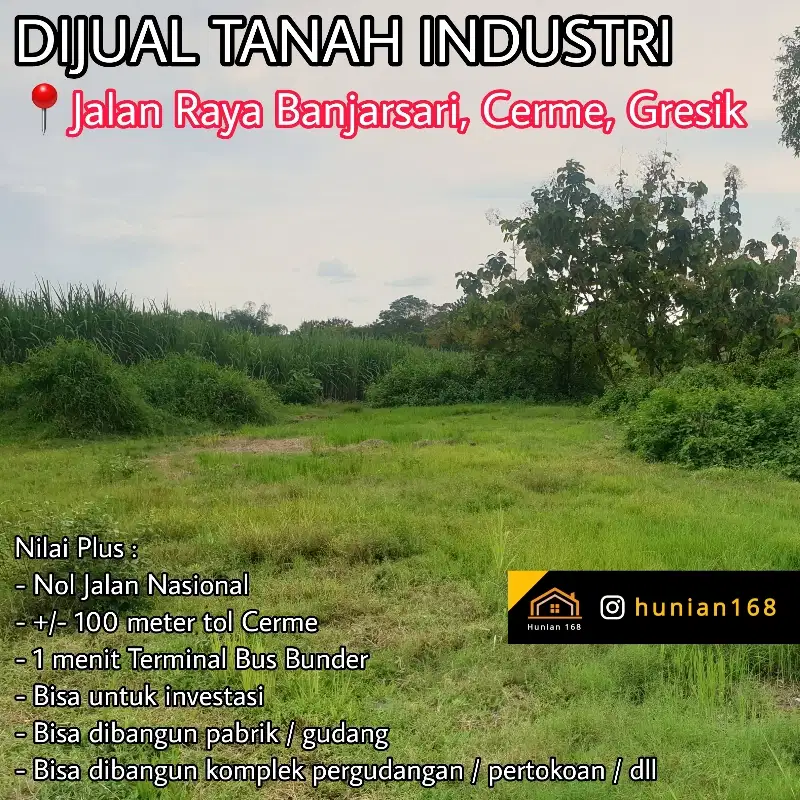 Tanah Gudang Industri Pabrik Raya Cerme Banjarsari Banjar Sari Gresik