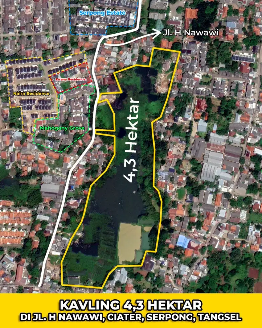 Tanah siap didevelop,jln CIATER,SERPONG,lokasi bagus,cck utk residence