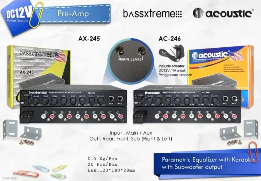Parametric Equalizer with Karaoke with Subwoofer output